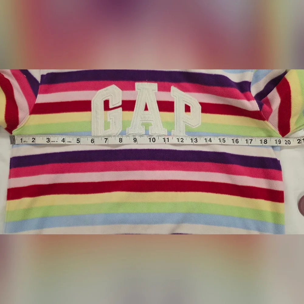 Gap Kids Rainbow Stripe Hoodie Fleece Logo Pullover Size XXL 14-16